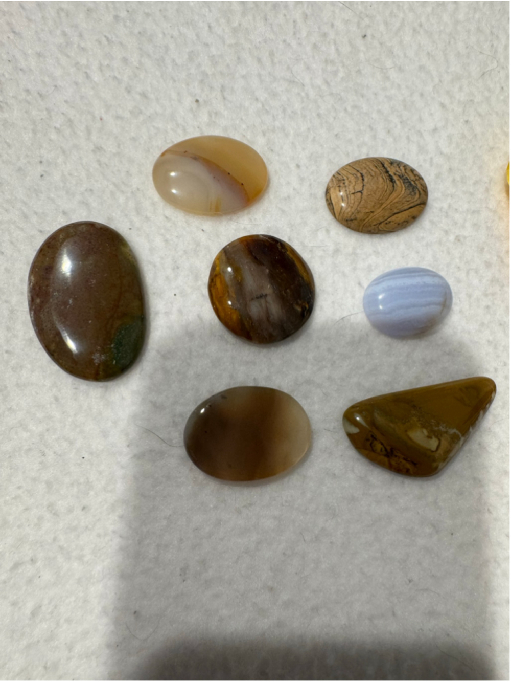 7 Polished Agate & Quartz Semi-Precious Gemstones Ready to Set Pendant Size